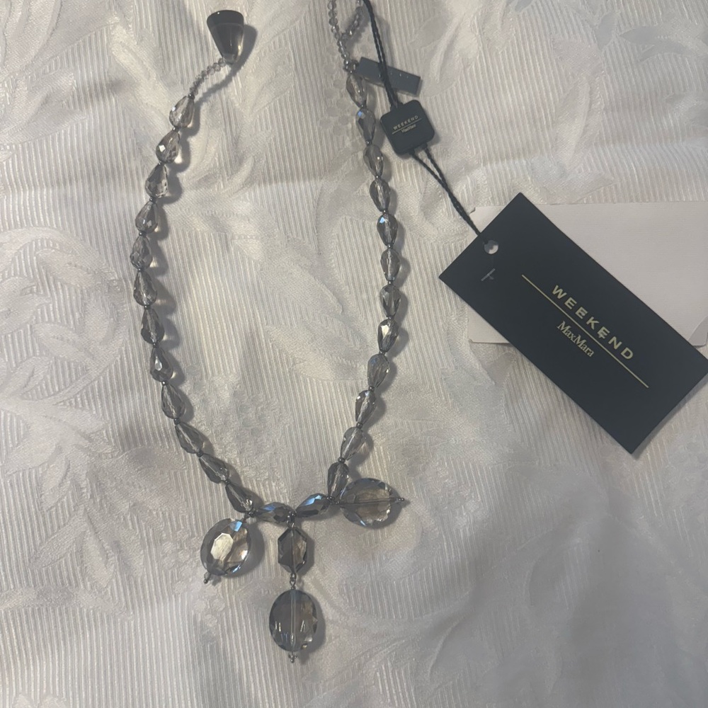 MaxMara Gray Crystal Necklace